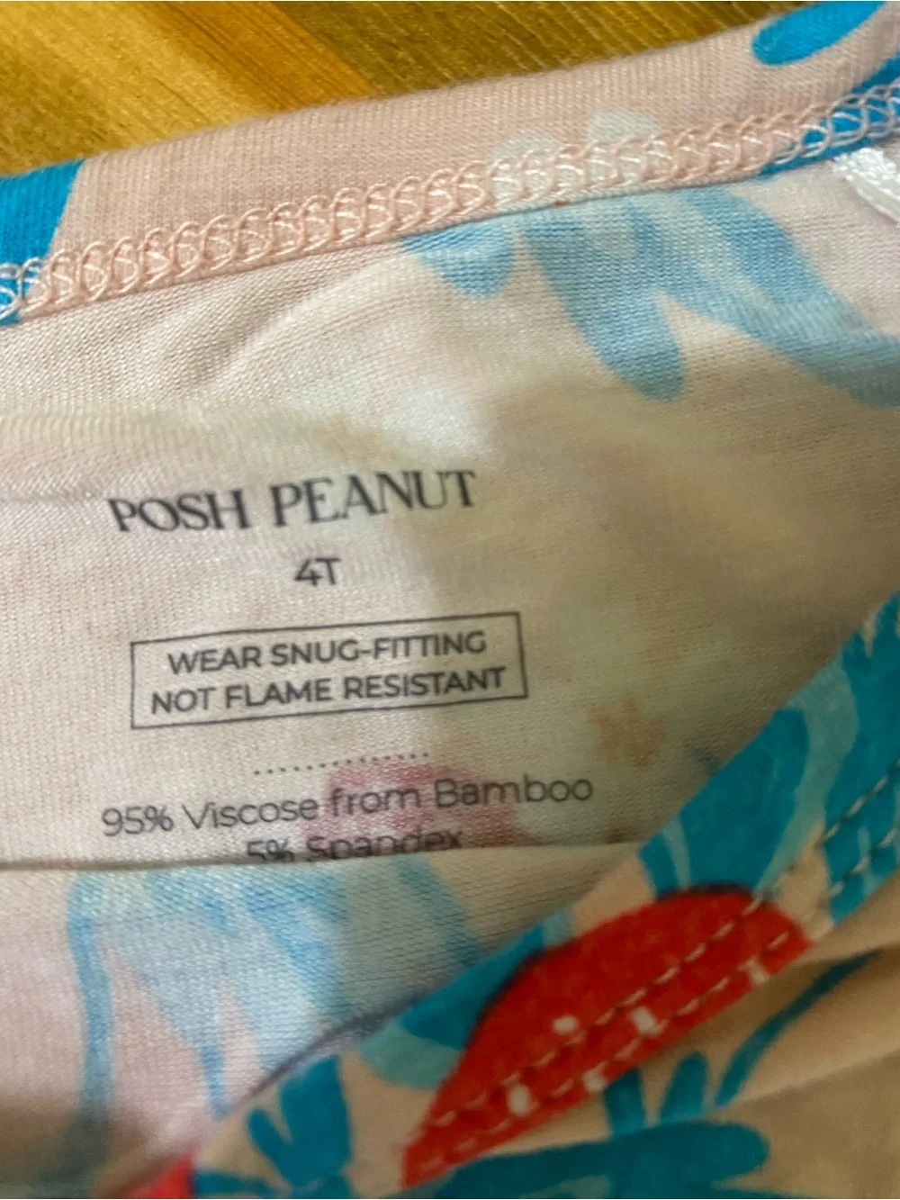 Posh Peanut Pink Pajama Set with Red Strawberries & Blue Leaves